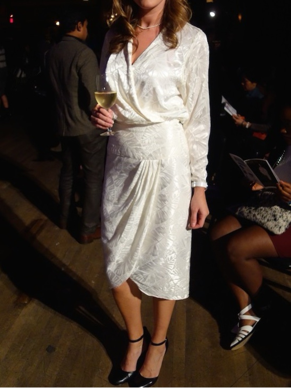 Elegant White Satin Wrap-Style Dress